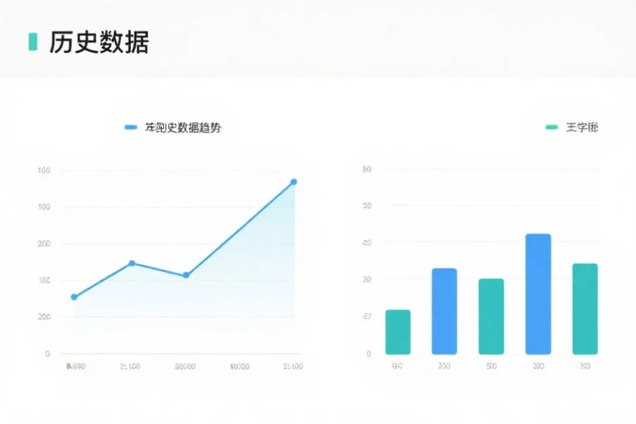一张显示历史数据趋势的折线图和柱状图，配色简洁，适合初学者理解